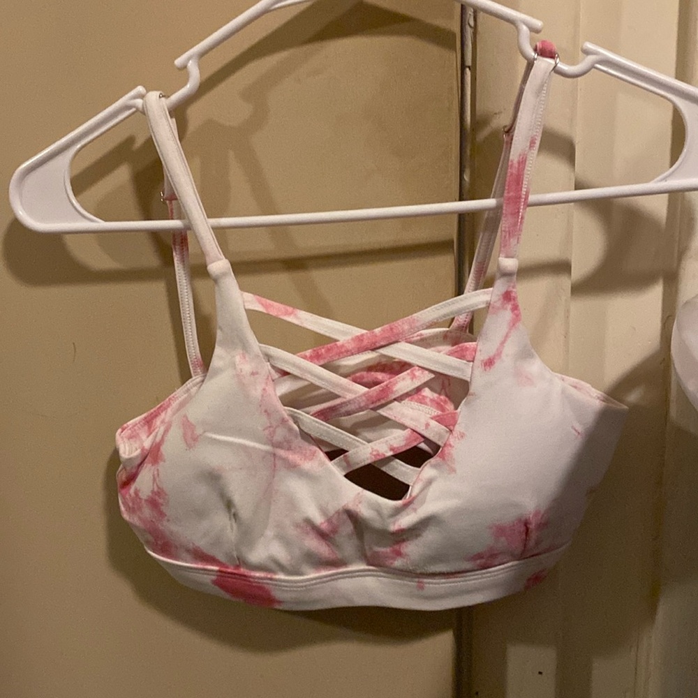 Bombshell Sportswear white/pink tie dye cross my heart bra